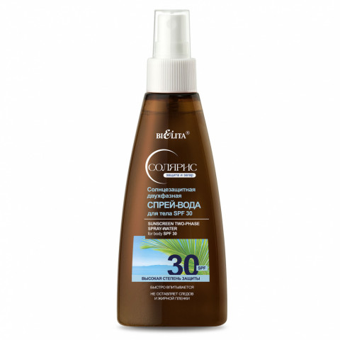Спрей-вода для тела SPF-30 Белита солнцезащитная двухфазная 150 мл 0,18 кг Спрей-вода для тела SPF-30 Белита солнцезащитная двухфазная 150 мл 0,18 кг